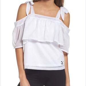 Puma xtreme off shoulder white tee XL